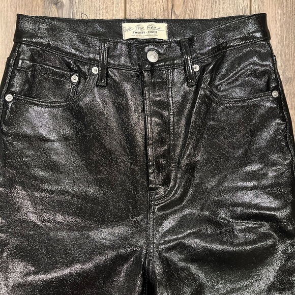 We The Free by Free People Black Metallic Coated Skinny Jeans - Size 28 - Picture 6 of 12